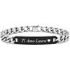 amorili Bracciale Personalizzato Uomo con Incisione, Catena Cubana Groumette in Acciaio Inox Classico e Nero, Personalizzabile con Nome Data o Frase, Regalo per Lui Marito Fidanzato Compagno - bcc1487