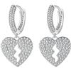 PAMTIER Orecchini Cuore Spezzato Donne Acciaio Inossidabile Pieno Diamante per Ragazze Adolescenti Amici Compleanno Collana abbinata Argento