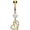 PIERCINGLINE Piercing per ombelico in oro 750, 18 carati, 2 cuori, piercing ✔ banana ✔ banana ✔ colore a scelta e Oro giallo, colore: oro giallo, cod. RGX1021-RG
