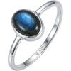 mantraroma Anello in argento da donna con pietra preziosa labradorite blu semplice e moderno