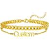 U7 Cavigliera Donna Personalizzata con Nome, 02 Stile Cavigliera Donna Acciaio Inossidabile, Oro Cavigliera Bracciale Donna Personalizzato, Idee Regalo per Ragazza Donne in Estate