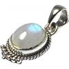 Art Gecko Ciondolo ovale in argento Sterling 925 con pietra di luna di fuoco, Pietra Argento sterling, Pietra di luna