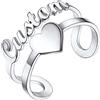 U7 Anello Personalizzato con Nome con Cuore Anello Donna Regolabile Acciaio Personalizzabile Doppio Strato Aperto - Idee Regalo per Donna e Ragazza