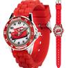 Accutime Disney Kids CZ1009 Time Teacher Cars Saetta McQueen Orologio rotondo con cinturino in gomma rosso, Rosso, Cinturino