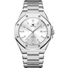 OLEVS Orologio da uomo alla moda, minimalista, cronografo, al quarzo, analogico, in acciaio inox, impermeabile, luminoso, con data automatica, Argento 3613, 3613-silver, orologio da uomo
