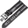 ROUREOX Cinturino In Cuoio Autentico Flessibile Fibbia A Farfalla Cinturino In Cuoio Sostitutivo Accessori Riparazione per LONGINES Master Collection-Nero + Argento 20mm