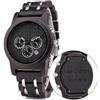 LMWOOD Orologio in Legno da Uomo Con Incisione Personalizzata, Cronografo Con Data, Cinturino in Acciaio, Regalo di Anniversario per Marito o Fidanzato