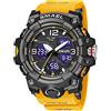 AIMES Orologi da uomo per sport all'aria aperta, impermeabile, militare, tattico, digitale, analogico, con data, multi funzione, con grande quadrante con allarme, cronometro per uomo, C-arancione.,