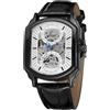 DAXIAOYU Orologio meccanico rettangolare irregolare nero scavato con scala a chiodo di lusso automatico movimento a carica automatica quadrante scheletro design orologio meccanico da uomo cinturino in