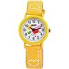 QBOS Bracciale orologio QBOS per bambina con cuori in similpelle gialla