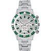 ICEDIAMOND 3-Eye Iced Out CZ Diamond Orologio al quarzo con visualizzazione del calendario mensile settimanale, orologio con quadrante rotondo Bling Zirconia per uomo (Green-White)