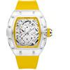 daxiaoyu Orologio da polso da uomo, con cassa trasparente a forma di botte, completamente automatico, meccanico, a scheletro vuoto, quadrante grande luminoso, orologi in silicone alla moda, impermeabile, con