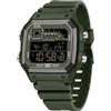 Forrader Orologio digitale da uomo, sportivo, impermeabile, militare, multifunzione, con LED/sveglia/data, Verde militare