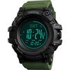 TONSHEN Uomo Outdoor Militare Sportivo Bussola Orologi da Polso Plastica LED Elettronico Multifunzione Altimetro Termometro Pedometro Calorie Doppio Tempo Allarme Digitale Orologio (Verde)
