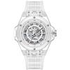 DAXIAOYU Orologio da Uomo Fashion Hollow Skeleton Automatico Meccanico con Cassa Trasparente Unico, Impermeabile, Cinturino in Silicone per Sport, bianco, Sportivo