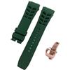 ROUREOX Cinturino Regolabile Anti-Sudore e Impermeabile in Silicone per Sport per Richard Mille-Fibbia Verde + Oro 25mm