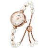 SKMEI - Orologio da polso analogico al quarzo impermeabile da donna con bracciale in oro rosa, set di bracciali in perla, orologio da cerimonia (bianco)