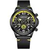 FORSINING Orologio da uomo al quarzo, casual, sportivo, cronografo, in pelle, impermeabile, alla moda, analogico, con datario