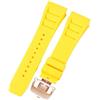 ROUHO 25mm Cinturino di Ricambio in Gomma Premium, Bracciale Regolabile in Silicone per Richard Mille RM-11-Giallo + Oro Rosa Fibbia