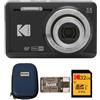 PixPro Kodak Pixpro - Fotocamera digitale Zoom FZ55 con custodia per fotocamera, scheda di memoria SDHC UHS-I U1 da 32 GB classe 10 e lettore di schede USB 2.0 (4 articoli)