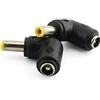 ZYAMY 2pcs 90 Degree Angle 5.5x2.1mm Female Jack to 5.5x2.5mm Male Plug Adapter DC Barrel Power Jack Charging Cable Connector
