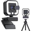 Rordigo Webcam 4K con Microfono e Luce di Riempimento, Fotocamera per Computer HD con Autofocus per Chiamate Video su PC, Laptop e Desktop, Resistente