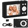 DECORNIJIA Fotocamera Digitale Vintage con Zoom e Scheda Compatta e Portatile per Viaggi Indoor Outdoor per Ragazzi e Adolescenti Nero