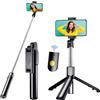 ZISONIX Asta Selfie Bluetooth 3 in 1 Mini Treppiede Smartphone Monopiede Stick Telescopico con Telecomando Materiale Lega di Alluminio per iPhone 15 14 13 12 11 Pro Max/XS/XR/X/8 Samsung, Huawei