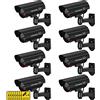 Macarrie Telecamera di sicurezza fittizia realistica per videocamere finte in plastica, sistema di sorveglianza CCTV con luce a LED per casa, esterni, uso interno, senza batteria inclusa (nero)