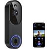 Guggre Videocamera per campanello 1080P, rilevamento umano intelligente, archiviazione cloud, campanello incluso, vista dal vivo, audio a 2 vie, visione notturna IR, obiettivo grandangolare,