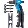 Fervi - Rivettatrice per Inserti Filettati con 4 Tiranti Filettati e 4 Testine, Manici Ergonomici, per Montaggio Rivetti M3-M6, Collegamento Parti Meccaniche, per Professionisti e Fai Da Te