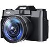 SEVEQIS Macchina fotografica digitale, Flip Screen 48MP Digital Selfie Camera Wide Angle 4K Vlog Videocamera Zoom 16X Fotocamera for principianti Fotografia Regalo for BAMBINI(Nocard,CDR10-black)