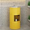 Cpaps Lavandino a Colonna Moderno in Ferro Battuto, Mobile da Bagno con Lavabo in Acciaio Inox, Lavandino su Piedistallo Freestanding Set con Rubinetto e Scarico (con contenitore,Giallo)