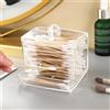 Tissting Organizzatore per Tampone di Cotone, Contenitore Trasparente con Coperchio per Trucco Cosmetico, Dimensioni 8,8 x 7,7 x 9 cm, Materiale Durevole per Bagno e Camera da Letto