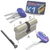 SECUREMME Cilindro a profilo europeo 3100 K1 - con 5 chiavi + chiave da cantiere (90 mm (30/60))