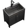 BAYTE Acciaio Inox Lavello da Cucina Lavandino da esterno a libera installazione Lavandino con Rubinetto caldo freddo Lavandino per Garage e Cortile Ristorante Lavanderia Interni Esterni. ( Size : 60x45x80c