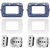 Di Tutto Per Tutti® Set Completo 8 Pezzi Living Light Compatibile | 2 Placca 3 Posti | 2 Supporto 3 Posti | 2 Shuko 2P + T 10/16A 250V | 2 Presa Bipasso 2P+T 16A 250V | Bianco