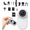 Zeerkeer Sport Camera 1080P Body Cam POV Action Camera 360 Gradi Rotante e Clip Magnetica Cam Portatile per Vlogging Velo Moto ciclismo Registrazione Audio e Video Accessorio Multi Fotocamera sportiva 64G