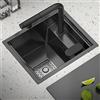 Zheng Hui Shop Lavello A Scomparsa Da Cucina Con Vasca Singola in Acciaio Inox Calibro 18, Rubinetto Estraibile per Verdure Con Coperchio (Color: Black, Size: 40*54*22cm)