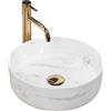 Rea - Lavabo Da Appoggio Sami Nature Lavandino Bagno In Marmo 360 X 360 X 115 mm Ceramica (Imitazione Pietra)