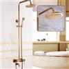 HPDTZ Set doccia a pioggia, anticato, con doccetta a mano, in rame, regolabile in altezza, facile installazione, design vintage, 150 mm di distanza