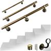 Parpyon® Corrimano a muro Scala Tubo passamano Prodotto 100% Italiano Fissaggio a parete con supporto Kit montaggio FACILE fai da te scale e balaustra (Bronzo, 60cm)