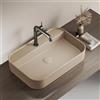 EMKE Lavabo da Appoggio Rettangolare - Bagno e WC Ospiti - 60 × 40 × 11 cm, Lavabo in Ceramica,Beige opaco