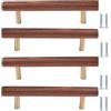 PIYYQNY Maniglie Armadio 4 Pezzi Maniglie Per Cassetti In Legno Base In Ottone Maniglie In Legno Massello Adatte Per Comodini Cassettiere Mobili Da Cucina Mobili(Noce Interasse Fori 320mm)
