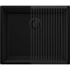PRIMAGRAN Lavello sottotop Tutto Nero 56x47cm, Lavandino in Granito a 1 vasca + Set di accessori, Lavabo da Cucina al Mobile 60cm - London S349