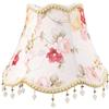 YARNOW Paralume in Tessuto a Fiori Pieghevole: Copertura di Luce Barile Floreale Vintage E27 Nappa di Cristallo Lampada Da Parete Retro Lampadario Droplight Paralume per Camera Soggiorno Cucina