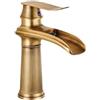 EGTink Rubinetto per lavabo a cascata,Rubinetto da bagno,Miscelatore per lavabo antico, Rubinetteria per lavabo in ottone (bronzo antico, corto)