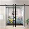 LZQ Kit Binario per Porta Scorrevole, Nero Kit Accessori Porte Scorrevoli Stratoper Bagno Cucina Studio (12FT/366cm, Due Porta)