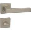 domino QUBIK-QR M91 - Set di maniglie per porta del bagno, set di rosette per porte da bagno, set di accessori per porte in alluminio satinato, nichel e velluto
