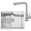 CECIPA 60x45 cm Lavello con L Rubinetto Cucina Estraibile, Lavandino Cucina 1 Vasca in Acciaio Inox per Mobile da 60cm